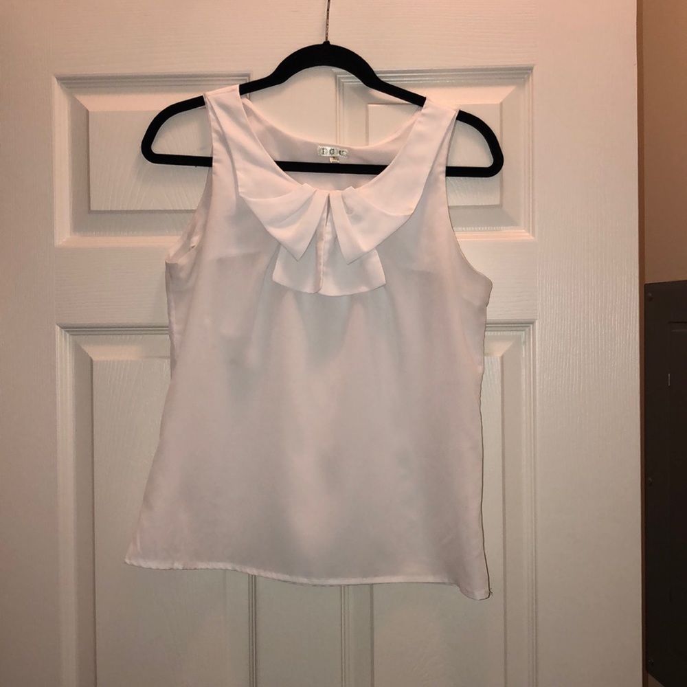 White Blouse Top with Bow Detail on Front